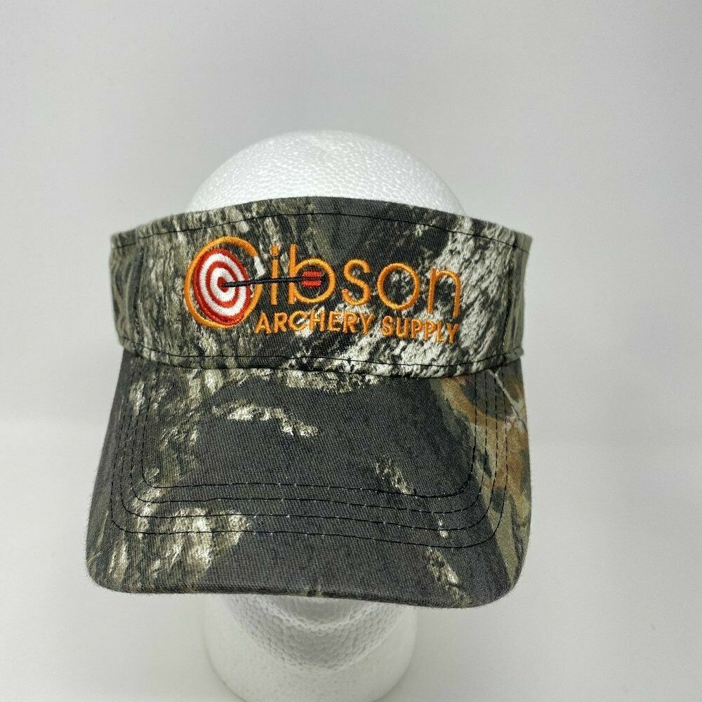 NWT Gibson Archery Supply Visor Camo Adjustable‎ Hunt Shoot Bow Arrow Mossy Oak